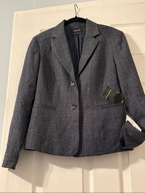 Jones Wear Women's Charcoal Navy Tweed Blazer